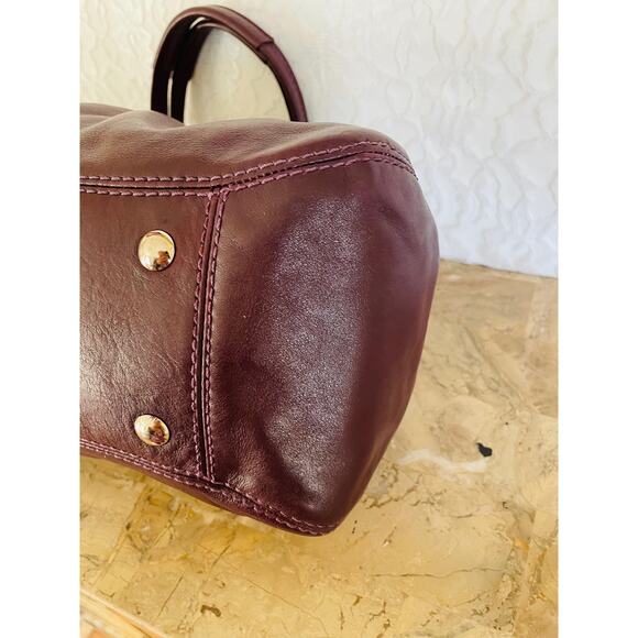 COACH Mia/garnet plum Pleated Leather Carryall Shoulder Bag 13914 - Picture 8 of 11